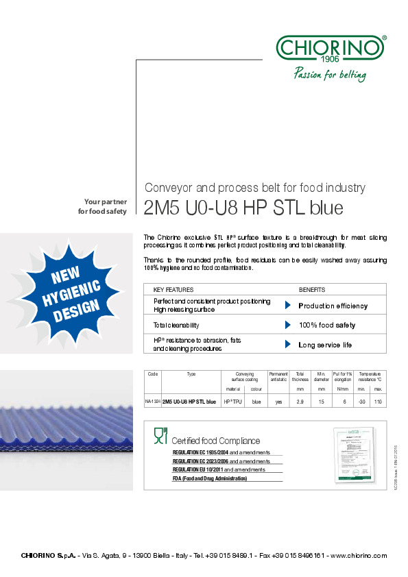 HP® process belt 2M5 U0-U8 HP STL blue