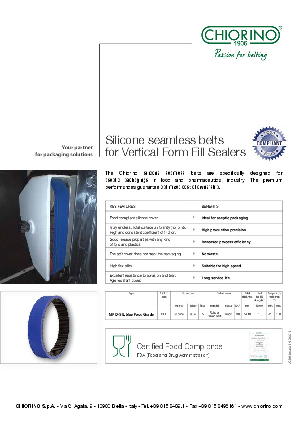 Food Grade Seamless belts_Vertical form fill-seal