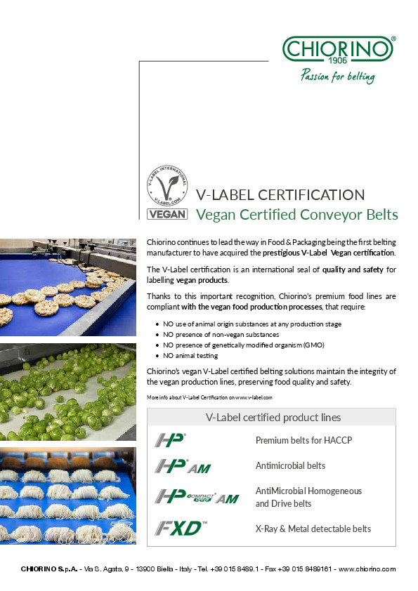 Vegan certified conveyor and process belts