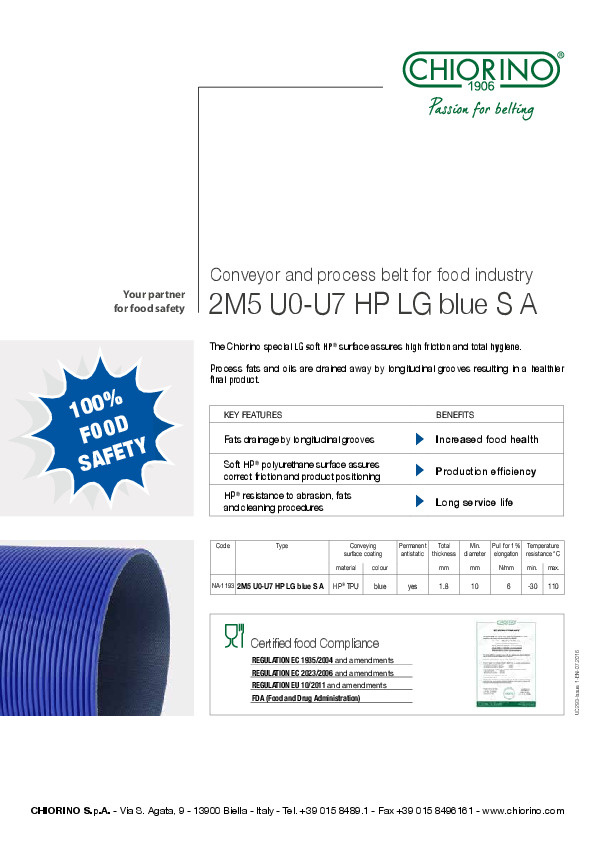 HP® process belt 2M5 U0-U7 HP LG blue S A
